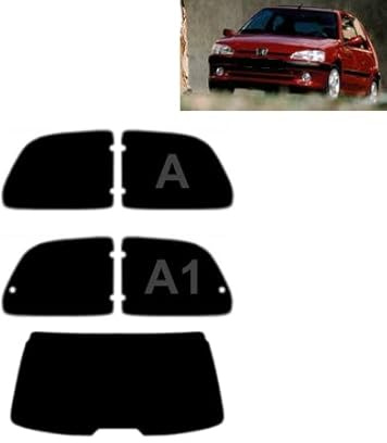 Passgenaue Tönungsfolie für-Peugeot 106 3-Türen 1996-2002 Heck/Seitenscheiben (20% Schwarz, A1)