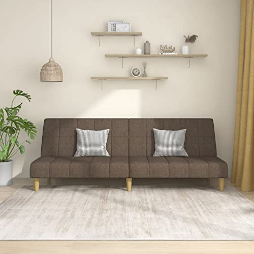 Owoxanthellate Schlafsofa 2-Sitzer Taupe 200x100cm Stoffbezug mit Holzrahmen Modernes Design Robustes Schlafsessel für Wohnzimmer Büro Gästezimmer Studios