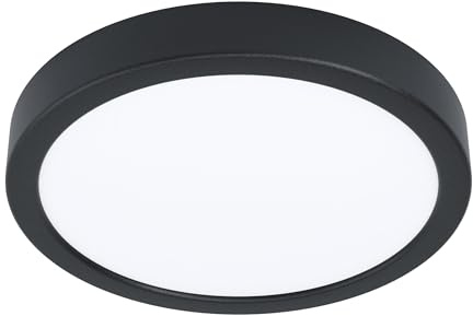 Eglo LED-taklampa, Fueva 5, Ø 21 cm, 1 glödlampa bygglampa av stål och en ljusyta, taklampa i svart, vit, LED-bygglampa, varm vit