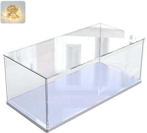 Acryl Vitrine Displayvitrine 3mm für LEGO 75399 U-Wing 76478 75425 42210 | Transparente plexi Sammelvitrine Schaukasten für Dumbledores Büro 21334 75356 60445 mit Holz-Kunststoff-Basis Weiß 50x20x20cm
