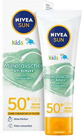 NIVEA Sun Kids 100% protezione minerale Lozione LFS 50+ (50 ml), crema solare extra impermeabile per bambini, lozione solare per protezione immediata e altamente efficace dai raggi UVA/UVB
