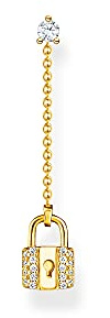 THOMAS SABO Einzel Ohrring Schloss mit weißen Steinen gold 925 Sterlingsilber, 750 Gelbgold Vergoldung