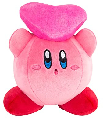 TOMY Club Mocchi Mocchi - Kirby & Friend Heart Junior Plüschtier 15 cm von Nintendo, super weiches Kissen, Schlafzimmer-Accessoires für Sammler sowie Mädchen und Jungen ab 3 Jahren