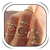 Choice of Stackable Rings Set - Women's Trendy Boho Star Moon Love Knuckle & Turquoise Cute Rings - Jewelry Gift for Her