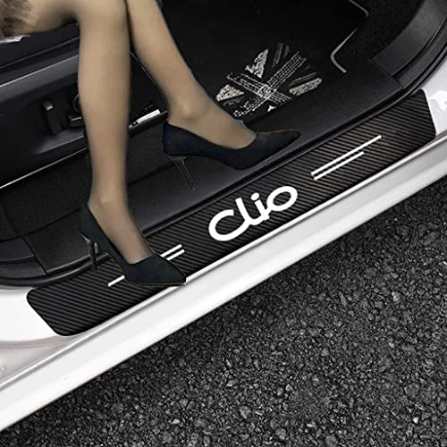 4 Pièces Protection Seuil de Porte de Voiture pour for Renault Clio 2 3 4 5 MK2 MK3 MK4 Autocollant en Cuir de Fibre de Carbone Plinthes pour Auto White