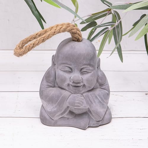 Grey Oriental Buddha Stone Effect Rustic Rope Carry Handle Door Stop Stopper