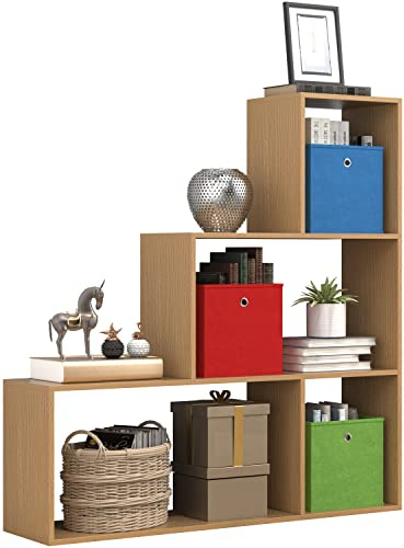 VCM Holz Stand Treppenregal Stufenregal Standregal Raumteiler Bücherregal Dubila M
