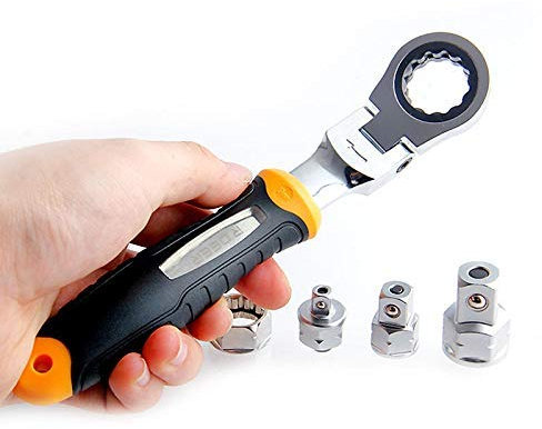 Samnuerly Juego de Llaves de carraca de 5 uds., Adaptador de Manga Ajustable, Llave Inglesa de CR-V, Herramientas de reparación de automóviles, Herramientas de reparación, Llaves