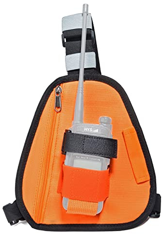 HYSHIKRA Walkie Talkie bröstsele radiohållare med rem kompatibel med Baofeng Motorola Kenwood Midland Presiden Randy (III) 3-tvåvägsradio (stor, orange)