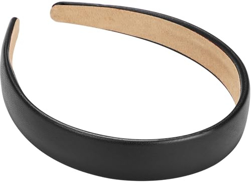 WantGor 1 Zoll PU Leder Stirnband, breite gepolsterte Haarband Mode Haarbänder niedliche Frauen Stirnbänder Urlaub DIY Haarzubehör (schwarz, M)