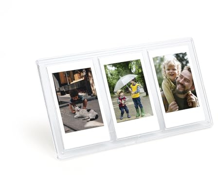 3-in-1 Tisch-Bilderrahmen, 2x3 Zoll transparent Mini Bilderrahmen mit drei Steckplätzen passend für Fujifilm Instax Mini Serie, für Polaroid 5,4 x 8,6 cm Filmfotos