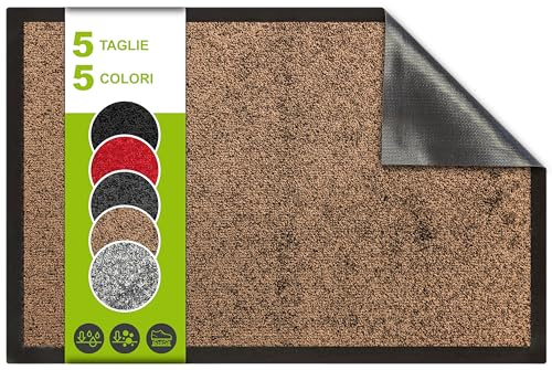 SQUATCH® | Tappeto d'ingresso interno | Zerbino resistente e antiscivolo | assorbe l'acqua e raccoglie lo sporco | facile da pulire | Collezione FUTURE (Marrone, 60x80cm)