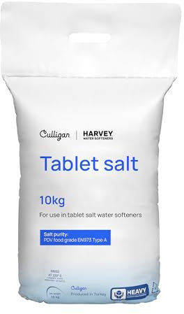 Harvey 10kg Tablet Salt Bag for Water Softeners by Culligan Water | Convenient Carry-Handle | Original Pure Grade A/PDV Food Quality Salt | Premium Solution for Softening Performance (5 x 10KG Bags)