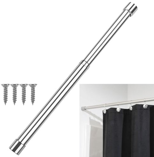 Tringle à Vêtements Extensible,Barre Penderie Extensible,Barre de Penderie Évolutif,Support Tube Penderie Antirouille,Acier Inoxydable Tube Penderie Murale,31 À 52 CM,Kiuiom