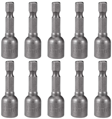 Imanes Hexagonales, 10 Unidades, 8 mm, Juego de Llaves de Vaso Magnéticas, Adaptador Hexagonal para Taladro o Atornillador Inalámbrico