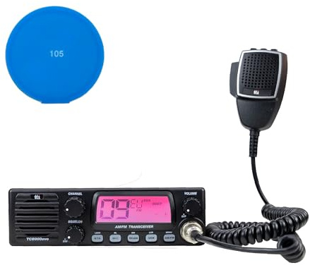 TTI TCB-900 EVO CB-Funkgerät mit 4W Leistung und Dynamischem Rauschsperrensystem – Kompaktes Design für Profi-Fahrer und Funkbegeisterte, inklusive Sticky Pad – Blau