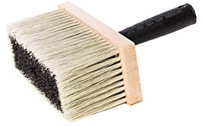 Deckenbürste mit Holzkörper, PL – Griff, Kunstborsten, Heller Mantel, dunkle Einlage - Kleisterbürste - auch als Tiefgrundbürste oder Bitumenbürste zu verwenden (180 x80 mm)