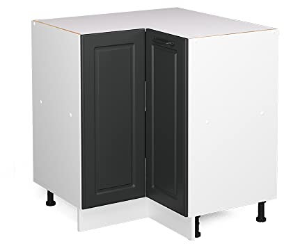 Vicco Eckunterschrank R-Line, Anthrazit Landhaus/Weiß, 75.6 cm, AP Anthrazit