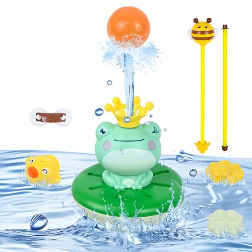 Ulikey Badewannenspielzeug, Frosch Schwimmendes Badespielzeug mit Wassersprinkler, Wasserspielzeug Baby Badewannen Spielzeug Set, Induction Automatischer Wasserstrahl Pool Spielzeug für Baby