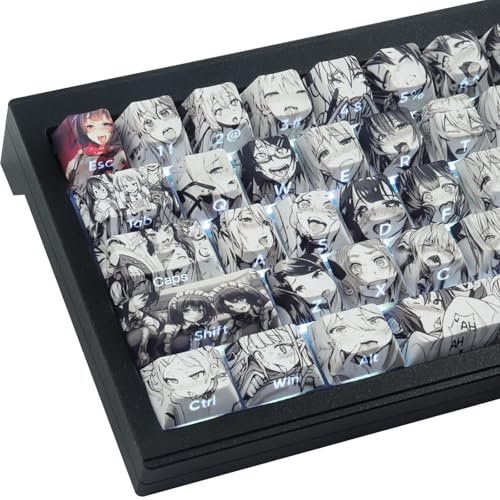 Sunzit PBT Custom Keycaps - 129 Keys Japanese Anime Keycaps, Cherry Profile, Dye-Sub, Shine Through Side Printed for Cherry MX Switches, ISO/ANSI UK Layout Mechanical Gaming Keyboard