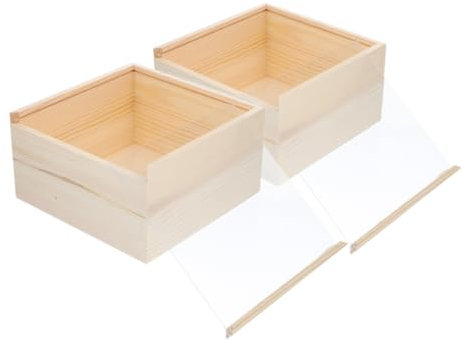 Cabilock 2stücke Holzbox Mit Schiebedeckel Klarsichtbox Aus Holz Aufbewahrungsbox Für Kleinteile Holz-geschenkbehälter Für Schmuck Und Make-up