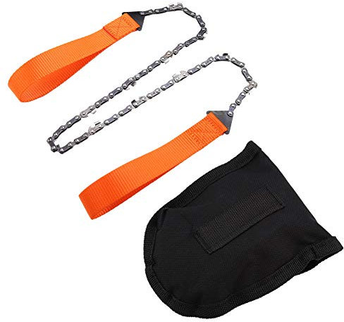 Camping-Handkettensäge, Tragbare Hand-Survival-Kettensäge mit Gürteltasche, Taschen-Handkettensäge, Drahtsäge mit Stahlklinge für Camping, Wandern, Überleben Im Freien,