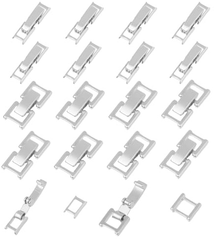 SUPERFINDINGS 20 Set di 20 Stili Chiusure in Ottone Piegato Argento per Cinturino Orologi in Ottone Placcato Argento Prolunghe Collana e Bracciale Chiusura Estensione Piegata