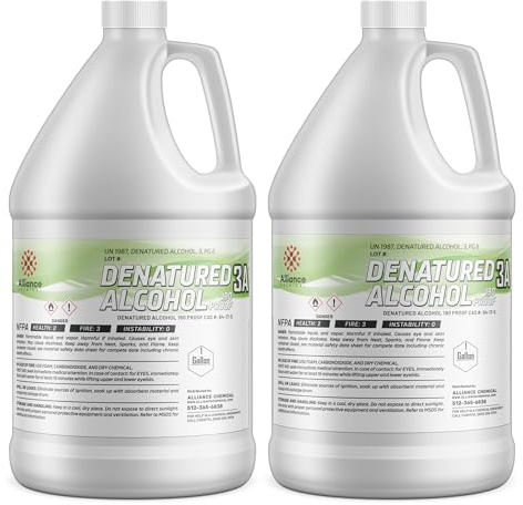 Denatured Alcohol 190 Proof 3A - 2 Gallons - High-Purity Solvent for Industrial and Commercial Use