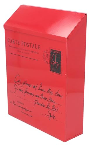 Boîte aux Lettres Murale en Fer, boîtes aux Lettres extérieures avec Serrure, boîte aux Lettres verrouillable, boîte à suggestions Murale avec 2 clés, 3 Crochets pour Petites (Kleinbuchstaben in Rot)