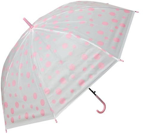 Clayre & Eef Kinderregenschirm Ø 88x71 cm Rosa Weiß Kunststoff Regenschirm für Kinder
