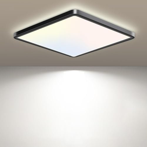 slochi LED Deckenleuchte mit Bewegungsmelder Innen Radar, 3000K/4000K/6500K, 15W Deckenlampe mit Bewegungssensor, 18CM Sensor Lampe für Flur Wand Treppe Küche Balkon Abstellraum, Schwarz