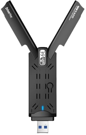 Clé USB WLAN WiFi 6E pour PC,Adaptateur WLAN AXE5400 pour PC,Antenne WLAN tri-Bande 6GHz / 5GHz / 2,4GHz,Récepteur WLAN,Dongle WiFi 6, cryptage WPA3, MU-MIMO, Uniquement pour Windows 11/10