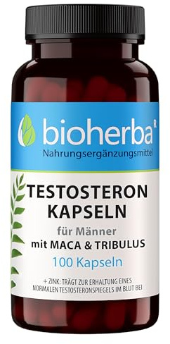 Maca-Tribulus Komplex – 100 Kapseln von BIOHERBA | Mit Zink zur Unterstützung von Testosteron & Fruchtbarkeit – plus Citrullin & Ginsengextrakt