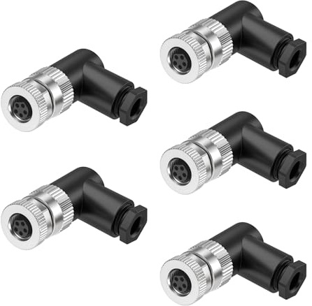 ZBLZGP M8 5-poliger wasserdichter Stecker, B-Code, gerade Buchse, Luftfahrtstecker, Spritzgusssensor, Anschlussfeld, kabelbar, Schraubanschluss, 8 mm, Rundstecker, 5 Stück