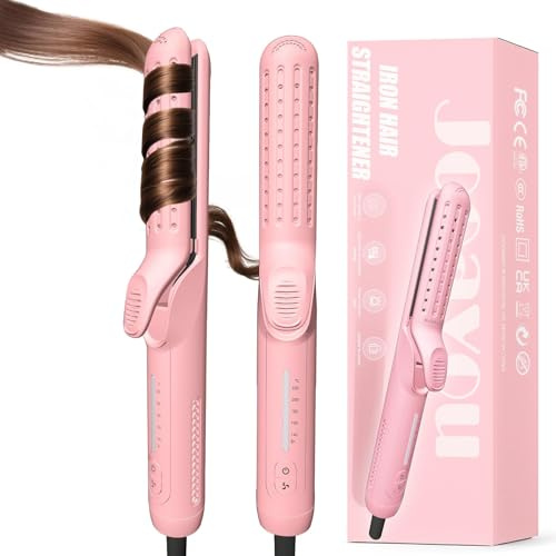Jooayou Cool Air Curling Iron, Airflow Styler Curling Wand with 360° Cooling Air to Lock in Curls Quicker, Flat Iron Hair Straightener and Curler 2 in 1,5 Adjustable Temp,30S Heating,Dual Voltage