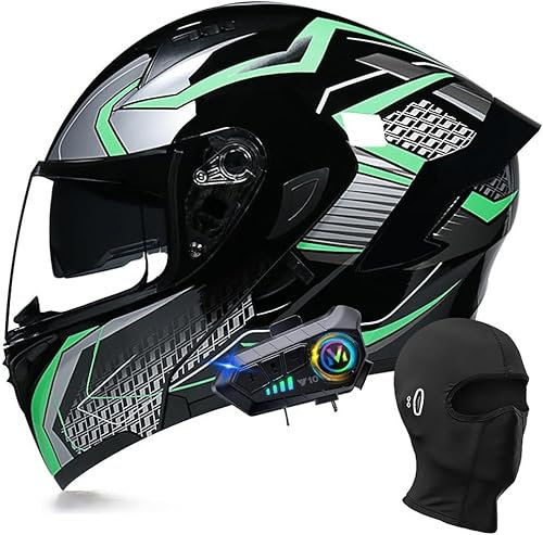 Casque de moto modulaire Bluetooth, intégral, rabattable, double visière, avec double haut-parleur et microphone, homologué DOT/ECE, pour adultes, hommes et femmes, tailles M à XXL L,2XL=63-64cm
