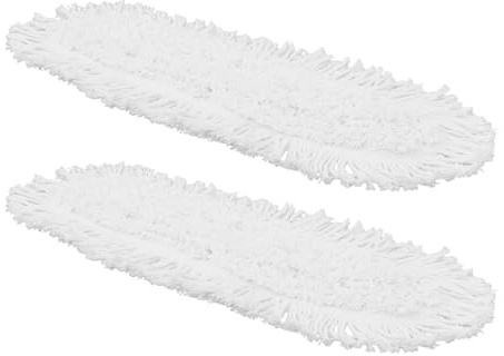 WRITWAA 2pièces Lot de Têtes de Rechange pour Balai à Franges Réutilisables Blanc et Bleu Lingettes de Balai Professionnel pour Nettoyage des Sols