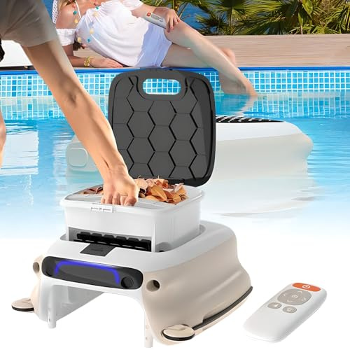 Skimmer robótico inalámbrico para piscina con cesta de 10 litros, tiempo de funcionamiento de 8 horas, cobertura de 2000 pies cuadrados, evita obstáculos inteligente para una limpieza continua