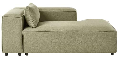 Beliani Modul Chaiselongue zum Sofa Stoff hellgrün Links mit Lehne Kissen Brande