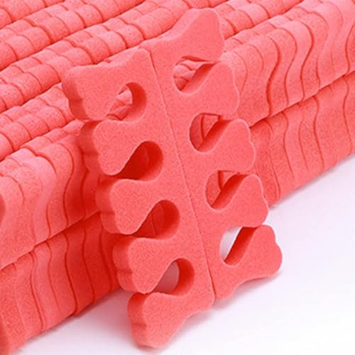 RASTKY 100 stycken tåspridare av mjukt svamp för manikyr och pedikyr, flexibel tåfixering och separation för nagelkonstnärer och nybörjare, hudvänligt material (röd)