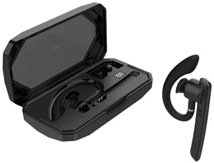 Wireless Handsfree Bluetooth Earpiece Single In Ear Hands Free Headset with Microphone ENC Noise Cancelling Mic Headphones Driving Earphones Left/Right Wearable for Office Work Truck Taxi Drivers