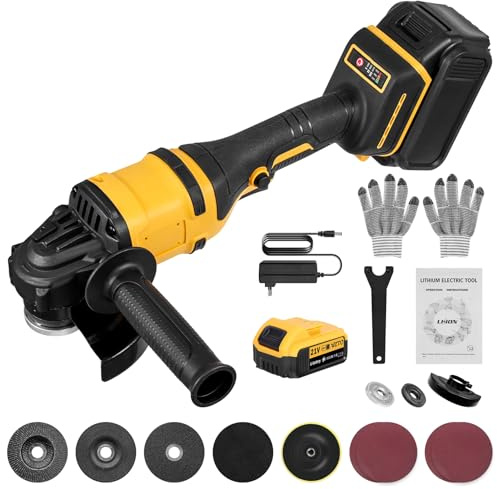 Meuleuse d'angle sans fil 21 V avec moteur sans balais, batterie et chargeur, disques à tronçonner de 125 mm pour couper, poncer et polir, 30 000 tr/min (une batterie)
