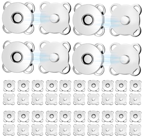 NOPVUFA 24 Piezas Sets de Botones Magnéticos 18mm Cierres Magnéticos para Coser Fermoirs para Manualidades Bolsos Ropa Chaquetas Plata s Botones de Presión Magnética Duraderos para Proyectos DIY
