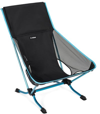 Helinox Beach Chair (re), Packable Outdoor Furniture, Summer Vacation Seat, Lightweight, Foldable Comfort, Flat Feet Prevent Sinking in Sand, Sustainable Materials Weighing 3.75 lbs(1.7 kg), Black