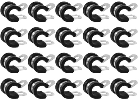 TOBBOMEY Colliers de Serrage Acier Inoxydable Coussin Caoutchouc Lot de 20 pour Fixation Solide Tuyaux et Câbles Adapté aux Travaux de Maintenance