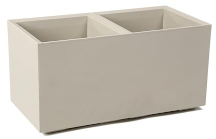 Tymar KARO - Macetero con ruedas (80 x 40 x 40 cm, rectangular, aspecto de hormigón, plástico), color beige