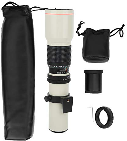UMDHAIYI 500 mm F8‑F32 manuell fokusering teleobjektiv med 2 x teleomvandlare för Olympus OM montering (vit)