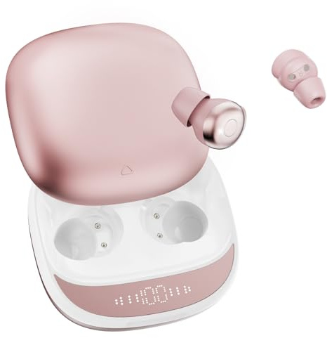 Bluetooth Kopfhörer Kabellos, Schlaf kopfhörer Seitenschläfer 2026, Schlafkopfhörer Bluetooth 5.4 mit White Noise, 6 EQ Sleep Earbuds, Mini Ohrhörer zum Schlafen 40Std, In Ear Kopfhörer LED (Roségold)
