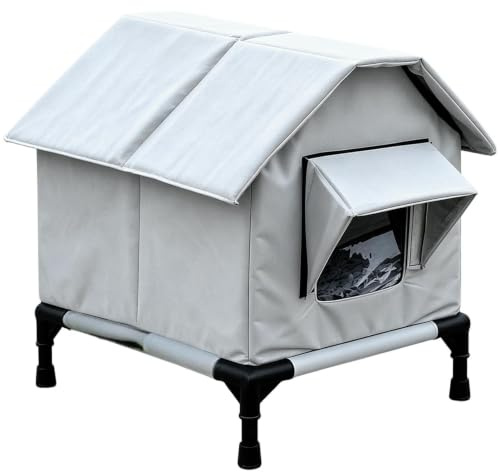 Väderbeständigt Utomhuskatthus Vattentät Upphöjd Med Dubbeldörr Och | Utomhus Kattkoja För Användning På , Lada, Terrass, Balkong, Trädgård Samt Små