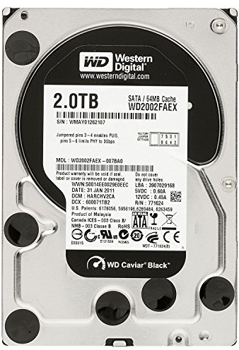 Western Digital WD2002FAEX Black 2TB interne Festplatte (8,9 cm (3,5 Zoll), 7200rpm, 4,2ms, 64MB Cache, SATA III)